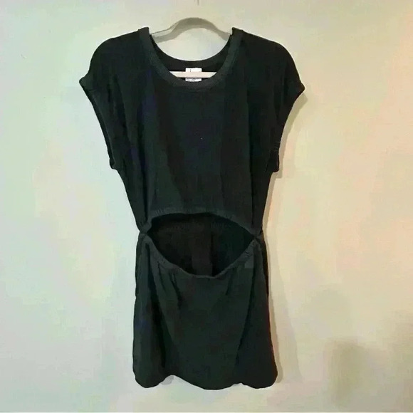 NWT Offline By Aerie Weekend Fleece Cut Out Dress Black Crewneck Size Medium - Picture 4 of 7